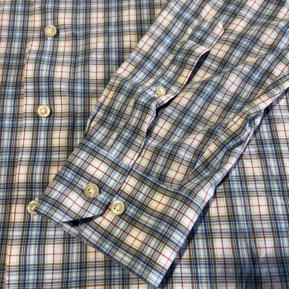 Peter Millar Crown Crafted Shirt XL Blue Plaid Long Sleeve Button Down - Picture 4 of 10